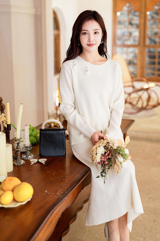 逸红颜明月优选#『云岫』羊毛针织套装裙，低调温柔的松弛高级感 商品图4