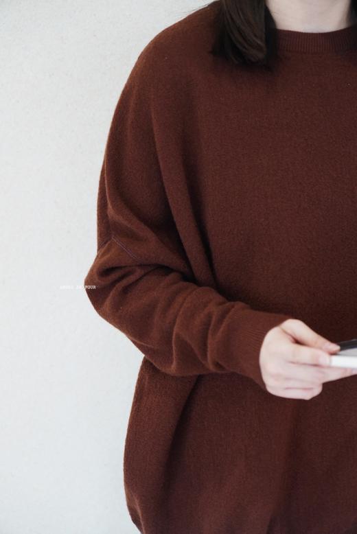 ORDINARY FITS 棕色长袖无领套头毛衣 商品图2