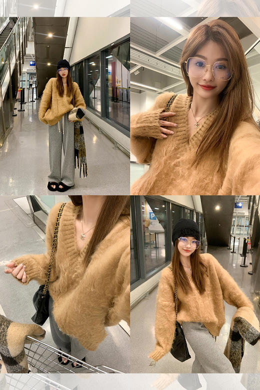 <曾小咸推荐>巨折清仓秒杀，稀有现货24小时发【仅限今日】【稻城落日】黄色毛衣+灰色阔腿裤 商品图5