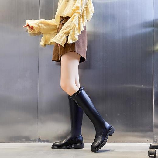 真皮长靴女秋冬季2023新款骑士高筒靴英伦风长筒靴加绒休闲女靴潮 商品图3