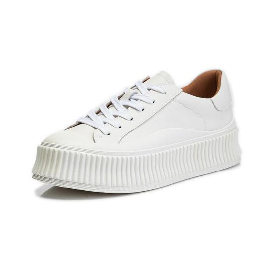 小白鞋女真皮春季2024新款女士休闲饼干鞋厚底单鞋女增高平底女鞋 商品图4