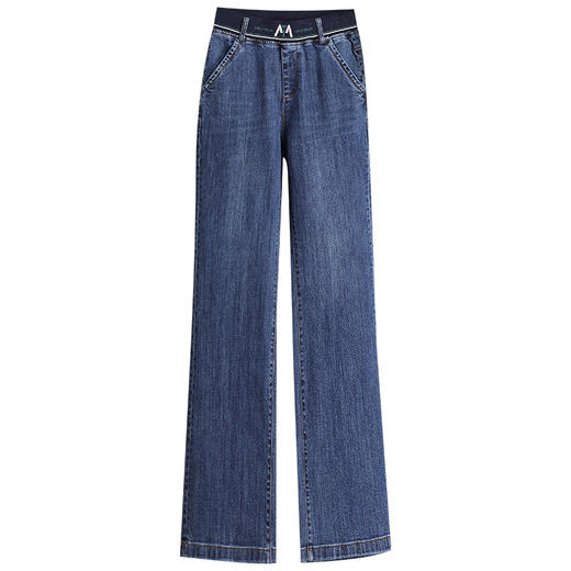 MYX-BFZY-9545-L秋款长款简约宽松休闲时尚牛仔裤松紧腰气质修身大码阔腿裤 商品图4