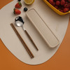 【温暖于心！便携餐具】不锈钢学生便携餐具套装，创意仿木纹葡萄牙勺叉子鸡翅木筷子三件套，手感舒适 商品缩略图5