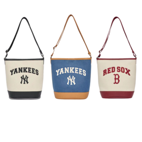 MLB男包女包新款刺绣复古老花单肩斜挎包水桶包