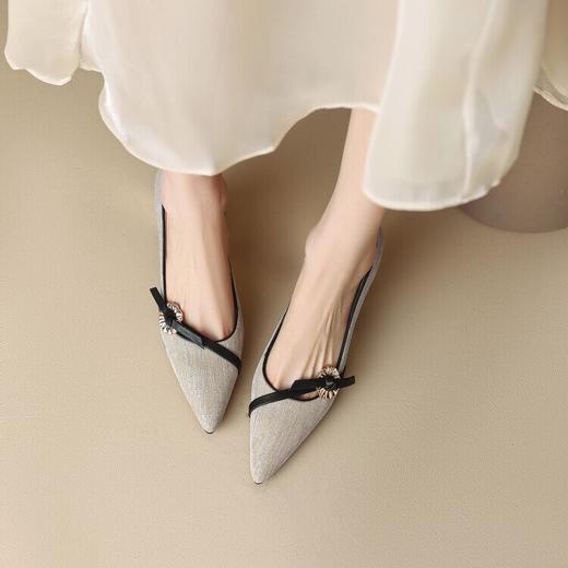复古粗跟单鞋，新款春夏法式温柔风尖头中跟设计感高跟鞋子AMN&TX08-87 商品图4