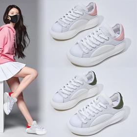 吸膜底真皮女鞋2024春季新款女士板鞋百搭休闲鞋厚底增高小白鞋女