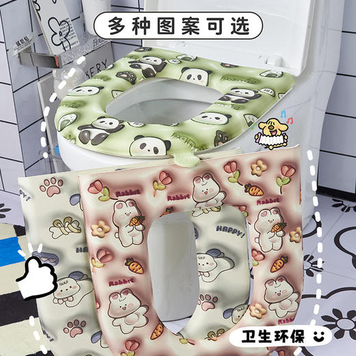 「四色可选！3D印花版」一颗开心糖EVA3D马桶垫 可爱卡通坐垫四季通用居家日用粘贴式免洗坐便器套 商品图4
