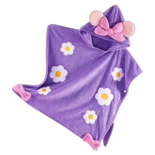 【儿童连帽斗篷浴巾】卡通连帽公主浴袍成人洗澡可穿 珊瑚绒亲子风加厚吸水大披风 商品图4