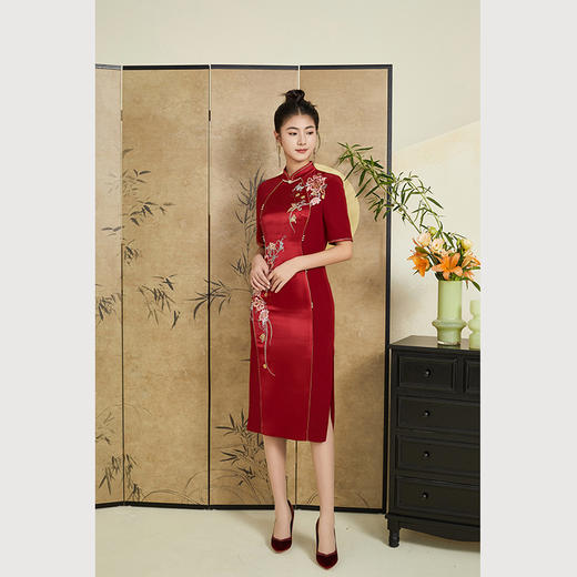 乔万尼喜宴礼服国风旗袍连衣裙重工刺绣中袖设计ET3E615 商品图3