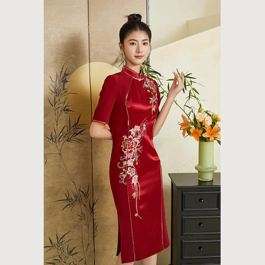 乔万尼喜宴礼服国风旗袍连衣裙重工刺绣中袖设计ET3E615 商品图2