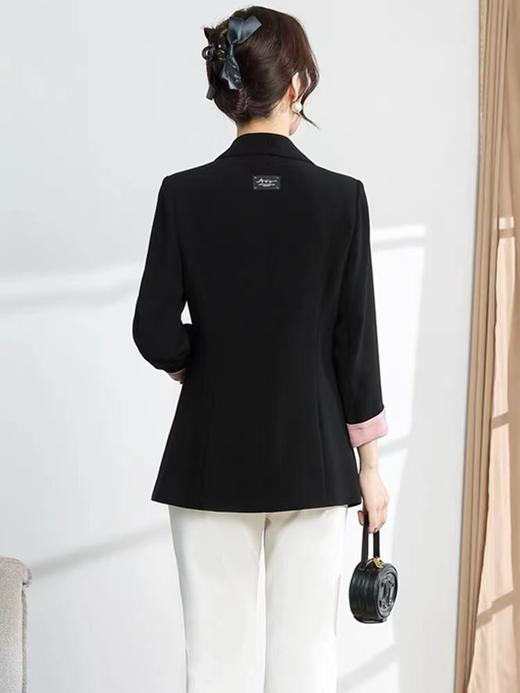 A7075       时尚撞色垂感中长款通勤百搭西装外套 商品图2