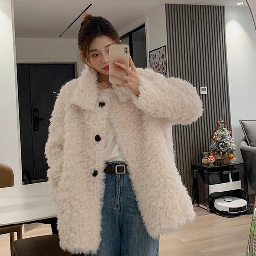雀说新款全羊毛立领羊羔毛羊剪绒大衣皮毛一体皮草外套女冬秋冬AL2326 商品图3