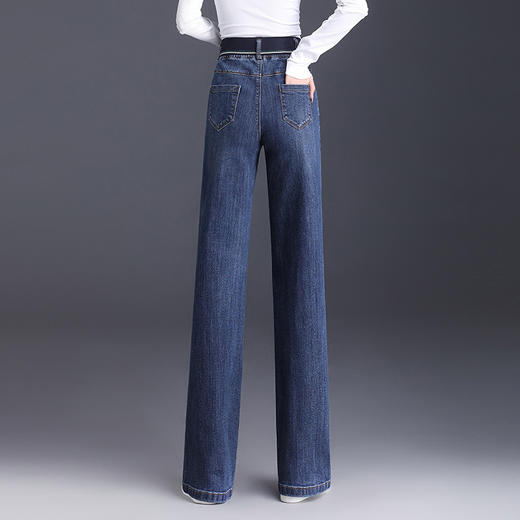 MYX-BFZY-9545-L秋款长款简约宽松休闲时尚牛仔裤松紧腰气质修身大码阔腿裤 商品图2