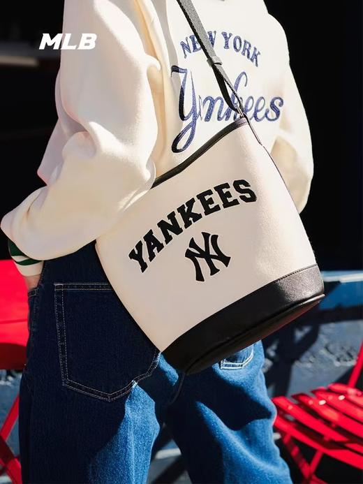 MLB男包女包新款刺绣复古老花单肩斜挎包水桶包 商品图5