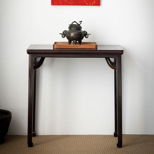 大红酸枝霸王枨马蹄足独板条桌红木家具（运费到付） 商品图0