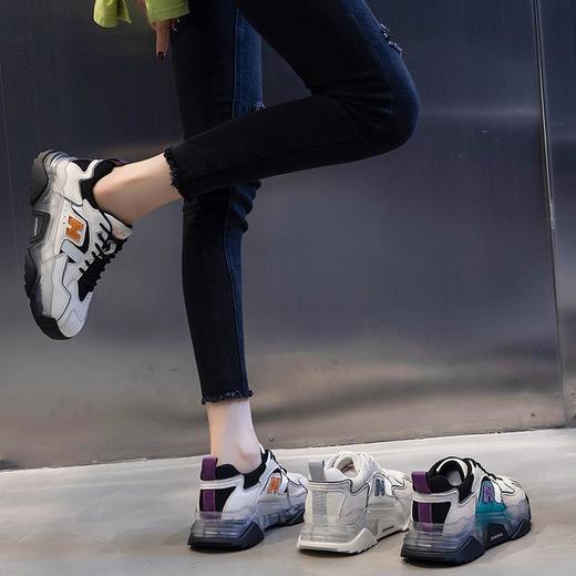 鞋子女春夏2024新款运动跑步鞋厚底休闲真皮女鞋增高平底老爹鞋女 商品图3