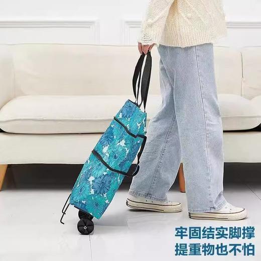 爆款可携式家用带轮超市折叠伸缩收纳袋 商品图2