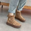 【48小时发货】【兔毛】磨砂牛皮厚底雪地靴女加绒冬季新款魔术贴软底防滑保暖大棉鞋 商品缩略图3