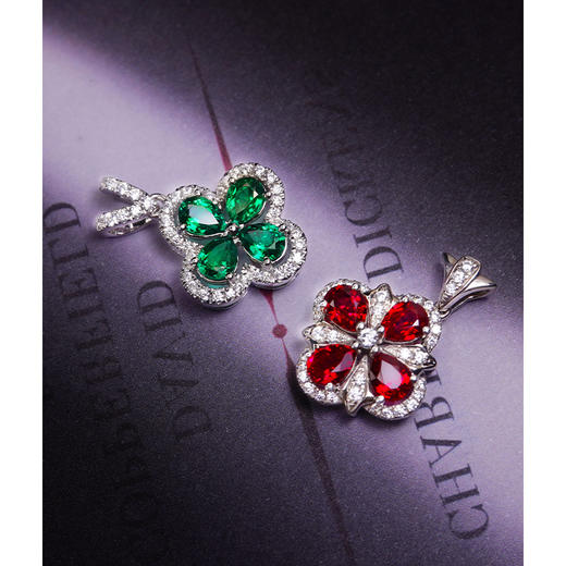 贵人牌：奢牌吉祥扇+四叶草  | 红绿宝、紫水晶项链、耳钉 商品图6