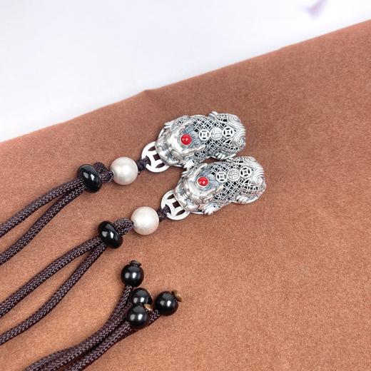 D足银吊坠-财源滚滚小貔貅配绳16*32#97C 商品图0