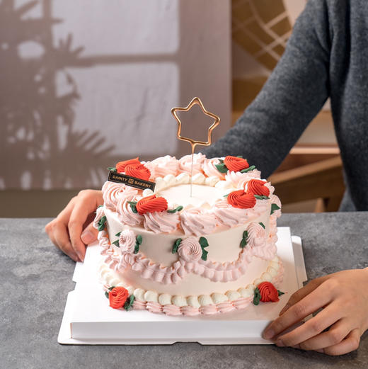 预定款｜粉色裱花蛋糕5寸6寸8寸10寸12寸（纯动物奶油 新鲜水果夹心 提前1天预定） 商品图2