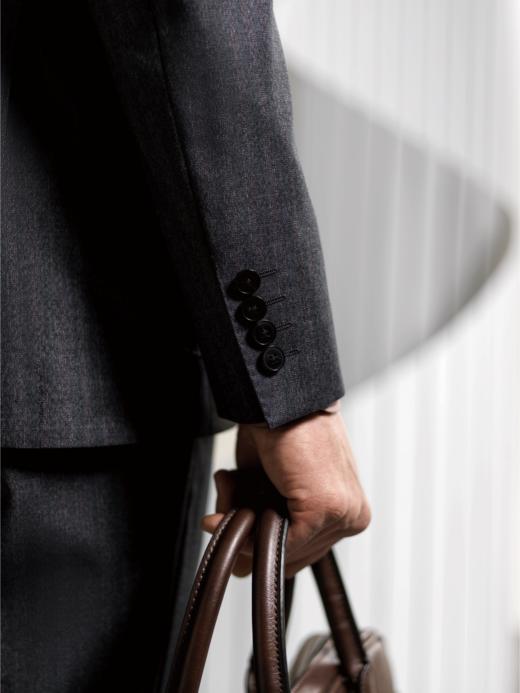 Stylbiella Super 120's 澳洲美丽诺羊毛自然纬弹灰色条纹全麻衬套装 商品图3