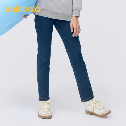 巴拉巴拉女童裤子儿童牛仔裤中大童春装甜美直筒裤时尚修身长裤潮 商品图1