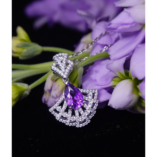 贵人牌：奢牌吉祥扇+四叶草  | 红绿宝、紫水晶项链、耳钉 商品图3