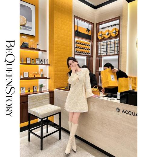 【年终福利，不退不换】  【香雪浮梅】中式重工蕾丝侧边开衩圆领宽松连衣裙女 商品图3