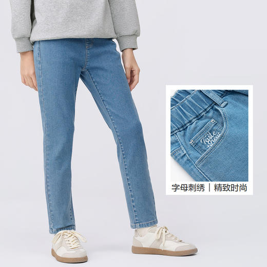 巴拉巴拉女童裤子儿童牛仔裤中大童春装甜美直筒裤时尚修身长裤潮 商品图3