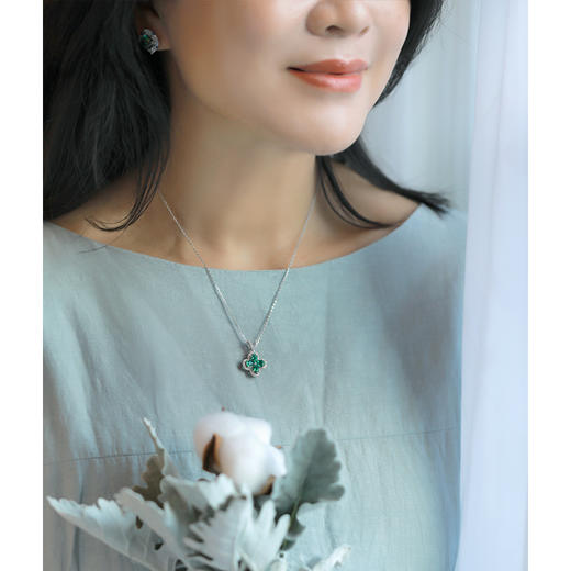 贵人牌：奢牌吉祥扇+四叶草  | 红绿宝、紫水晶项链、耳钉 商品图9