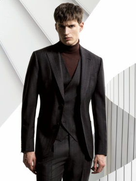 Stylbiella 澳洲美丽诺羊毛自然纬弹橡木棕宽条纹全麻衬套装