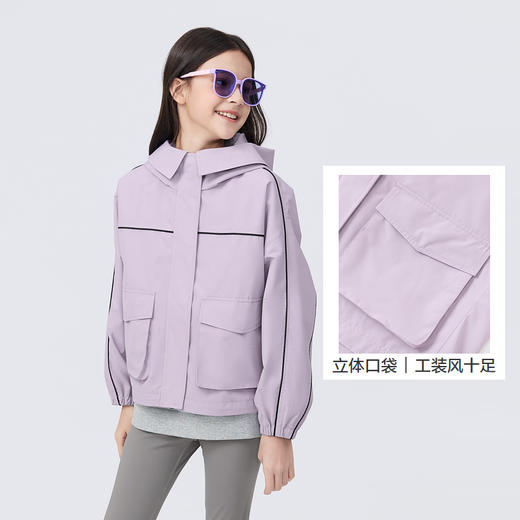 巴拉巴拉女童外套春装2024新款中大童洋气连帽防水工装风时尚潮酷 商品图3