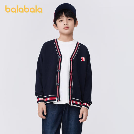 巴拉巴拉童装男童毛衣春秋装大童小童开衫亲子撞色儿童条纹针织衫 商品图1