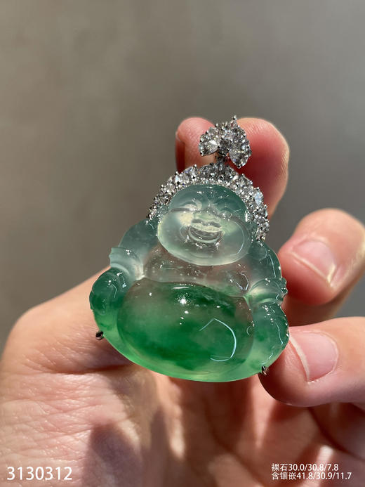 玻璃种飘翠佛公吊坠【3130312】具体价格微信咨询 商品图0