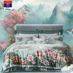 【春上新】10楼 富安娜 国绣四件套-如画河山/绿 230*229cm 吊牌价7980元 活动价3680元