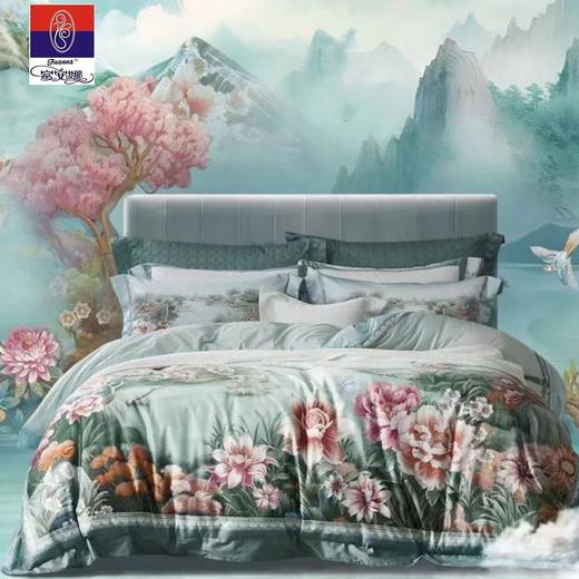 【春上新】10楼 富安娜 国绣四件套-如画河山/绿 230*229cm 吊牌价7980元 活动价3680元 商品图0