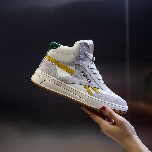 真皮小白鞋女春夏2024新款韩版百搭高帮厚底休闲女鞋平底单鞋女潮 商品图6