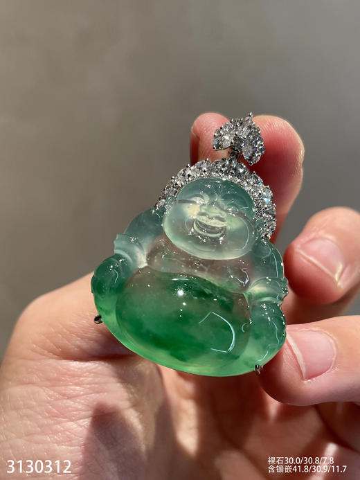 玻璃种飘翠佛公吊坠【3130312】具体价格微信咨询 商品图8