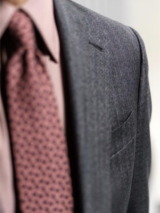 Stylbiella Super 120's 澳洲美丽诺羊毛自然纬弹灰色条纹全麻衬套装 商品图2