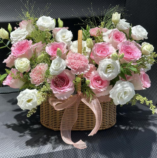 【暖心祝福】洛神玫瑰➕康乃馨➕桔梗，精品大气花篮 商品图1