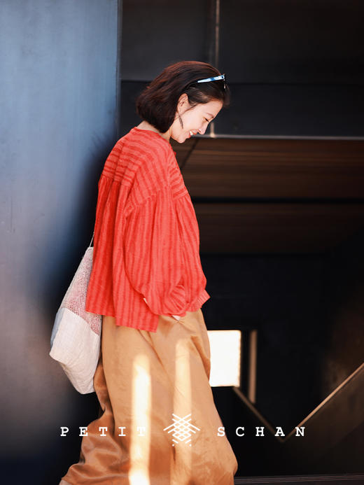 PETIT SCHAN小闪 CLO#420 Ambilight 流光溢彩 意大利进口亚麻混纺抽绳开叉半身裙 商品图6