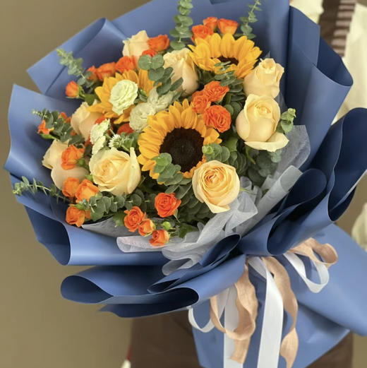 【阳光使者】向日葵香槟色系精品大花束 商品图0