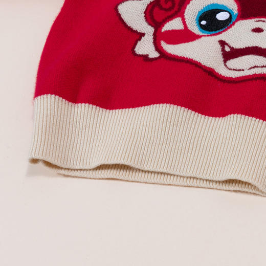 贝贝怡男童针织套头毛衣新款卫衣中大女童过年喜庆衣服龙年本命年ZB1DS030 商品图8