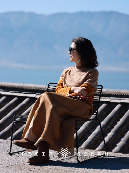 PETIT SCHAN小闪 CLO#420 Ambilight 流光溢彩 意大利进口亚麻混纺抽绳开叉半身裙 商品图4