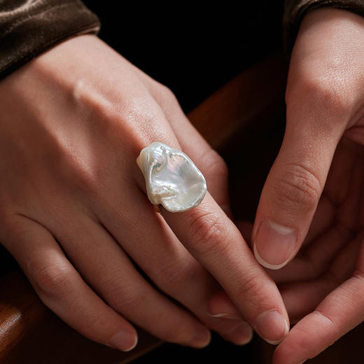 Manreya玛芮雅“海滨微风”巴洛克珍珠戒指优雅大方轻奢百搭礼物 商品图7