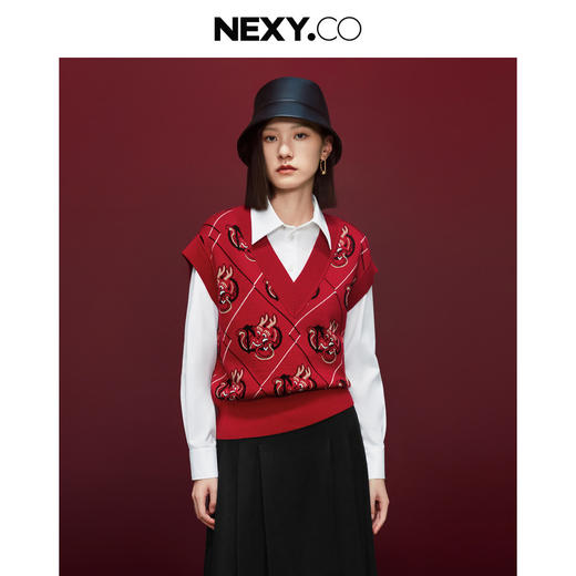【NEXY.CO奈蔻】| B座3F 【新年红系列】非遗剪纸生肖龙年联名系列毛衫 商品图1