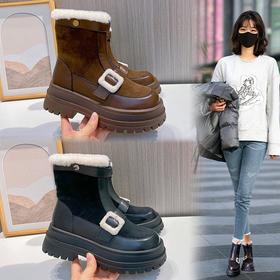 2023冬季新款时尚加绒雪地靴休闲百搭中筒靴百搭增高女靴保暖靴子