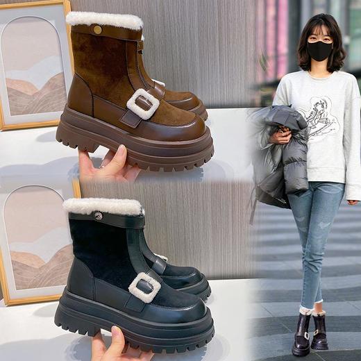 2023冬季新款时尚加绒雪地靴休闲百搭中筒靴百搭增高女靴保暖靴子 商品图0