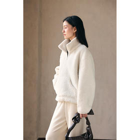 HeyDress半拉链卫衣女秋冬颗粒绒玫瑰提花外套宽松套头加厚短上衣